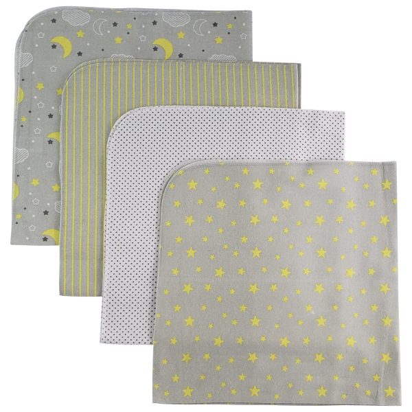 4 Pack Yellow Flannel Receiving Blanket Sale