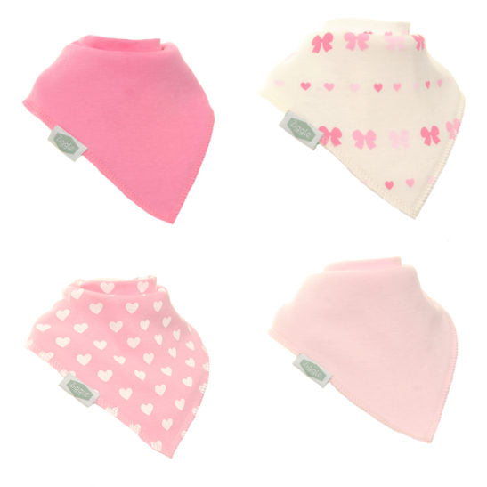 Bandana Dribble Bibs 4 Pack Hearts and Bows Supply