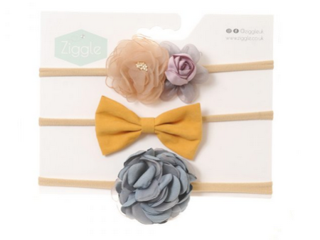 Ziggle Hairbow Set Grey and Mustard Roses Online