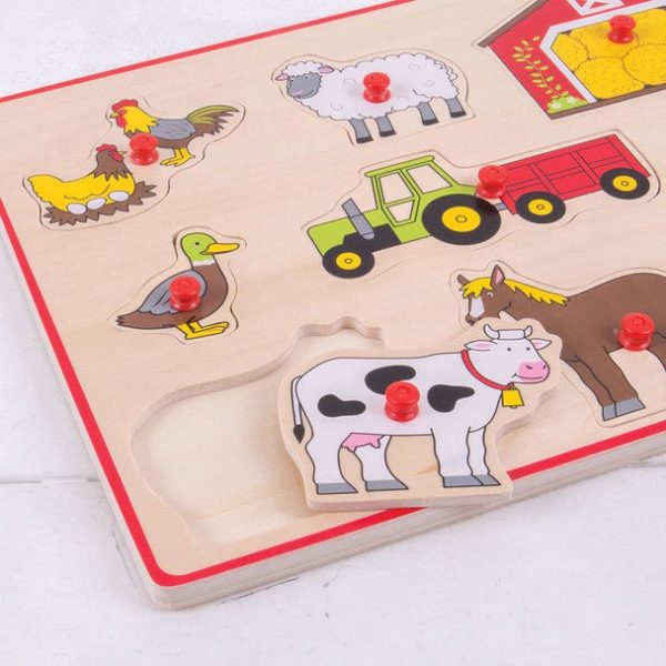 BigJigs Wooden Lift Out Peg Puzzle Farm Online