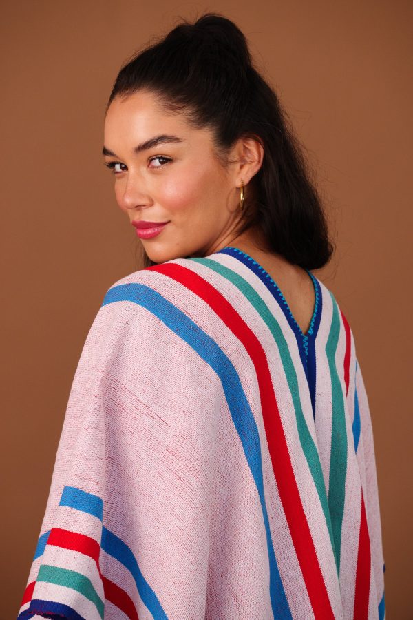 PONCHO    RED + BLUE For Cheap