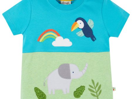 Frugi Little Penryn Panel T Shirt Elephant For Sale