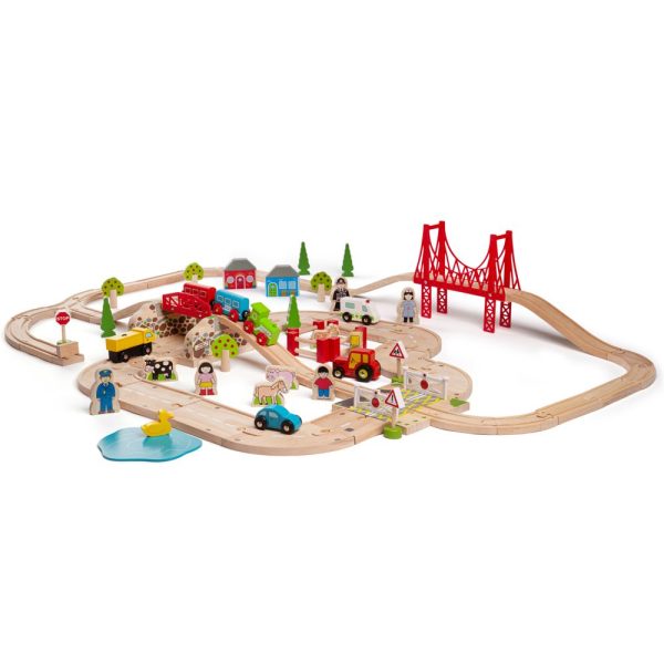 BigJigs Wooden Road and Rail Train Set For Sale