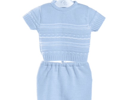 Dandelion Knitted Top and Shorts Set Blue on Sale