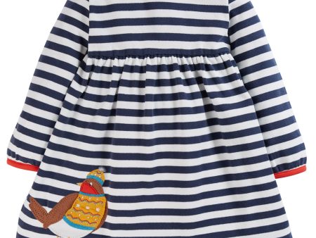 Frugi Dea Dress Indigo Stripe Robin Online