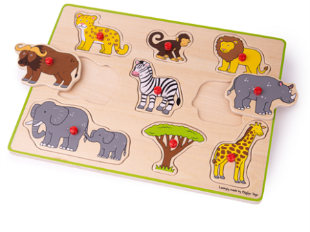 BigJigs Wooden Lift Out Peg Puzzle Safari Sale