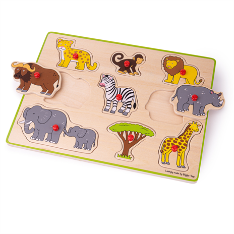 BigJigs Wooden Lift Out Peg Puzzle Safari Sale