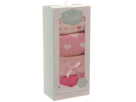 Ziggle Boxed Sock Hearts & Bows 4 pairs on Sale