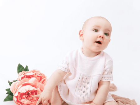 Dandelion knitted Baby Dress Pink For Cheap