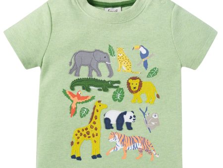 Frugi Little Creature T-Shirt Kiwi Marl Jungle Online now