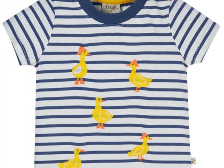 Frugi Ennis T-Shirt Navy Stripe Ducks Discount