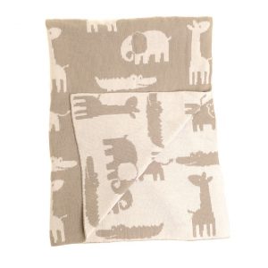 Baby Blanket Grey and White Animals Supply