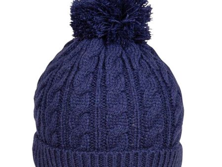 Baby Cable Knit Bobble Hat, Blue For Discount