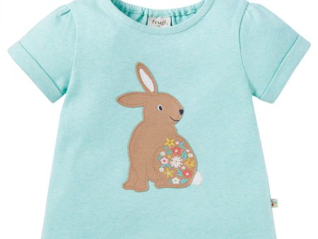 Frugi Evie Applique T-Shirt Spring Mint Marl Rabbit Online