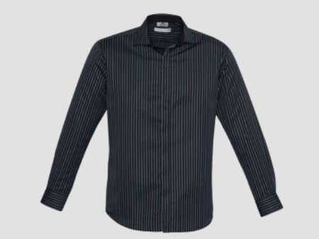 RENO STRIPE TEAL BLUE LONG SLEEVE SHIRT Fashion