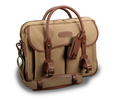 Thomas Briefcase & Laptop Bag - Khaki Canvas   Tan Leather Online Hot Sale