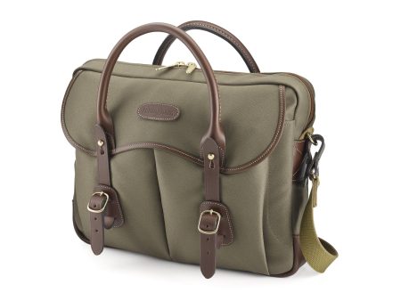 Thomas Briefcase & Laptop Bag - Sage FibreNyte   Chocolate Leather For Sale