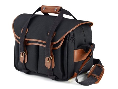 335 Camera Bag - Black Canvas   Tan Leather Cheap