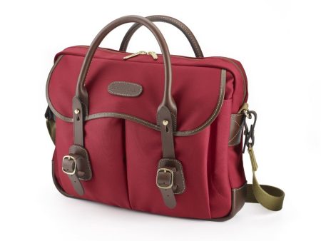 Thomas Briefcase & Laptop Bag - Burgundy Canvas   Chocolate Leather For Cheap